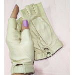 Женские перчатки митенки кожаные GlovesUA мод-359 белые