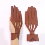 Женские автомобильные кожаные перчатки  GlovesUA мод-516 кирпичные