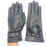 Мужские кожаные перчатки GlovesUA мод-463 темно зеленые
