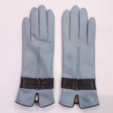 Жіночі шкіряні рукавички GlovesUA мод.407 світло-блакитний