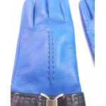 Женские кожаные перчатки GlovesUA мод-407 голубой