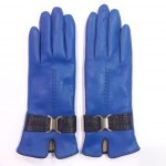 Женские кожаные перчатки GlovesUA мод-407 голубой