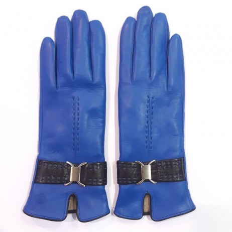 Женские кожаные перчатки GlovesUA мод-407 голубой