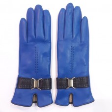 Жіночі шкіряні рукавички GlovesUA мод.407 блакитний