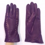 Жіночі шкіряні рукавички GlovesUA мод.019 фіолетові