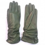 Жіночі шкіряні рукавички GlovesUA мод.362 темно-зелені