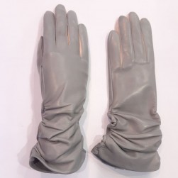 Женские кожаные перчатки GlovesUA мод-362 светло-серые