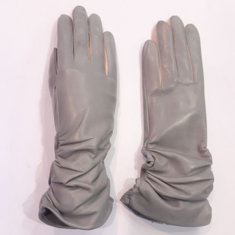 Жіночі шкіряні рукавички GlovesUA мод.362 світло-сірі