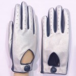 Жіночі шкіряні рукавички GlovesUA мод.274 срібло/мурена