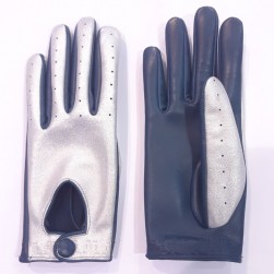 Женские кожаные перчатки  GlovesUA  мод 274 серебро/мурена