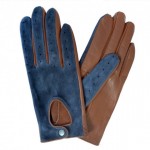 Жіночі шкіряні рукавички GlovesUA мод.274 замша джинс/коньяк