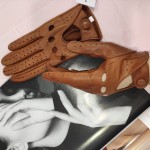 Жіночі автомобільні шкіряні рукавички GlovesUA мод.275 цегляні (шов всередину, обтягнута кнопка, кісточки мод.244)