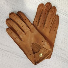 Мужские автомобильные кожаные перчатки  GlovesUA  мод.275 светлый коньяк ( без отв )